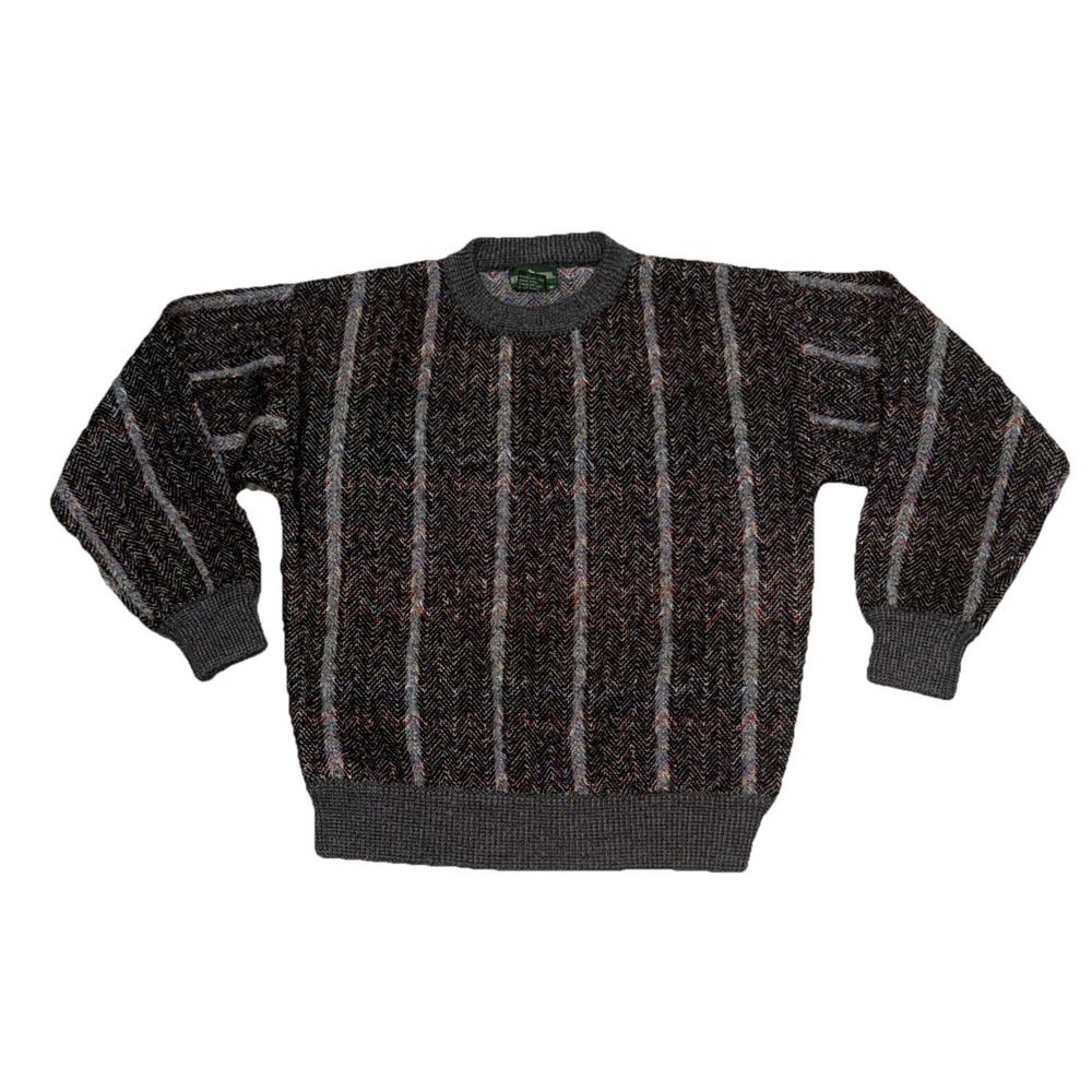 VTG 90s Boundary Waters Knit Sweater Men's Medium Chevron Multicolor Gray
